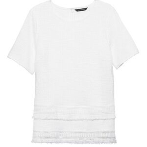 Banana Republic Short Sleeve Boucle Fringed Top